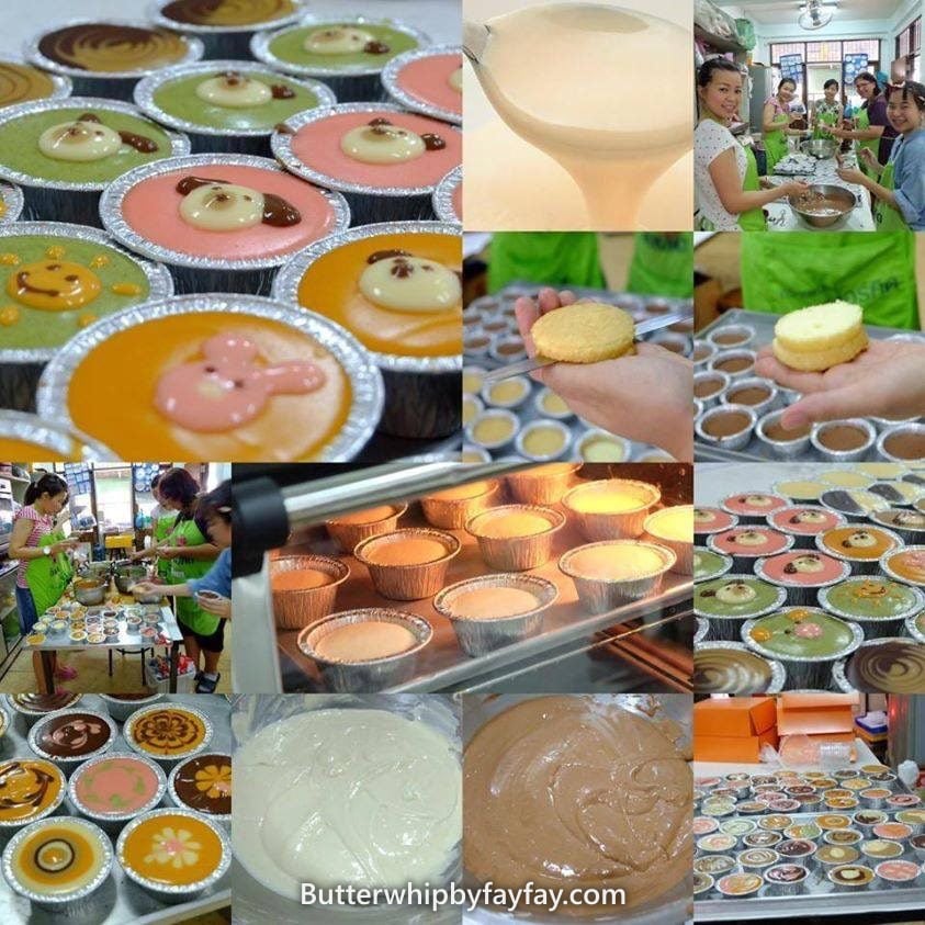 เค้กนมสดในถ้วยฟอยล์ แต่งหน้าหลากสี และบรรยากาศการทำ